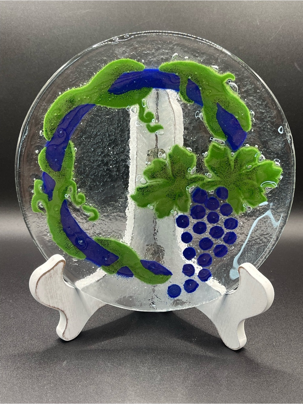 Vintage Signed Peggy Karr Fused Glass Plate